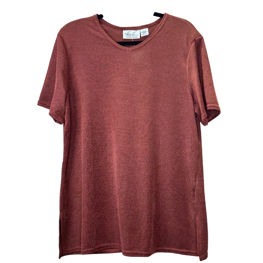 Kathie Lee Collection VTG Sequoia Knit Top Short Sleeve Shimmer XL Dead stock